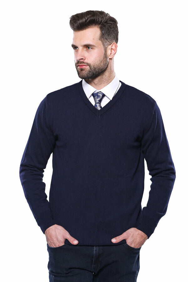 WSS V Neck Dark Blue Knitwear  - Gosport