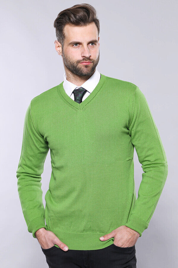 WSS V Neck Dark Green Sweater  - Drobeta-Turnu Severin