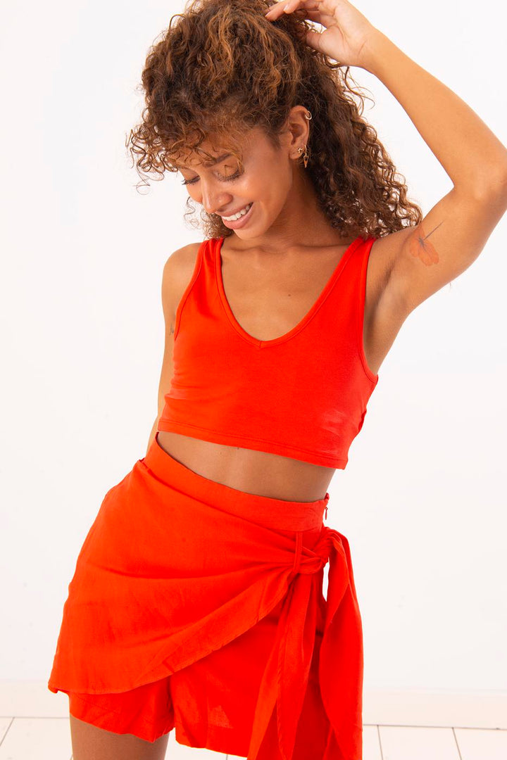 BSL Women V Neck Crop Top - Caen