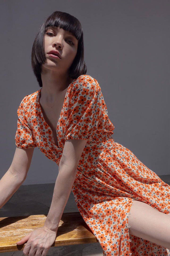 BSL Women V-neck Printed Shirt Dress - Ixtaczoquitlán