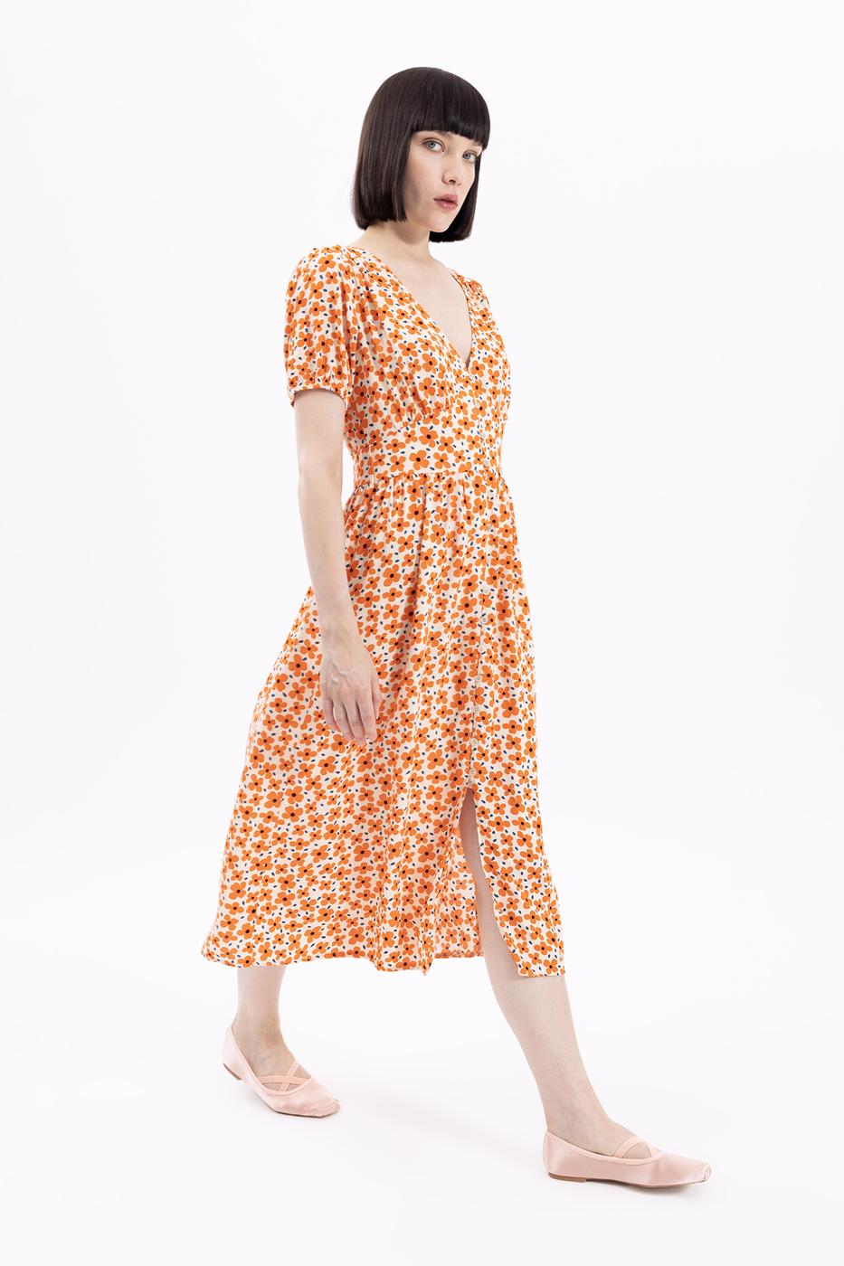 BSL Women V-neck Printed Shirt Dress - Ixtaczoquitlán