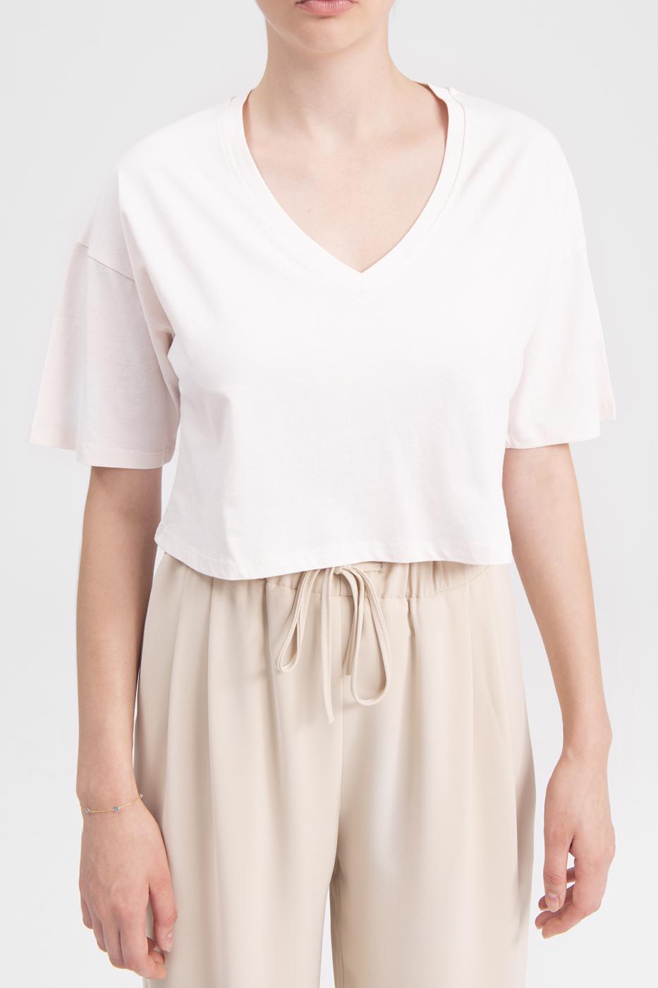 BSL Women V-neck short sleeve crop T-shirt - Vila Real