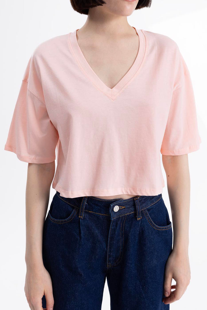 BSL Women V-neck short sleeve crop T-shirt - Whittier
