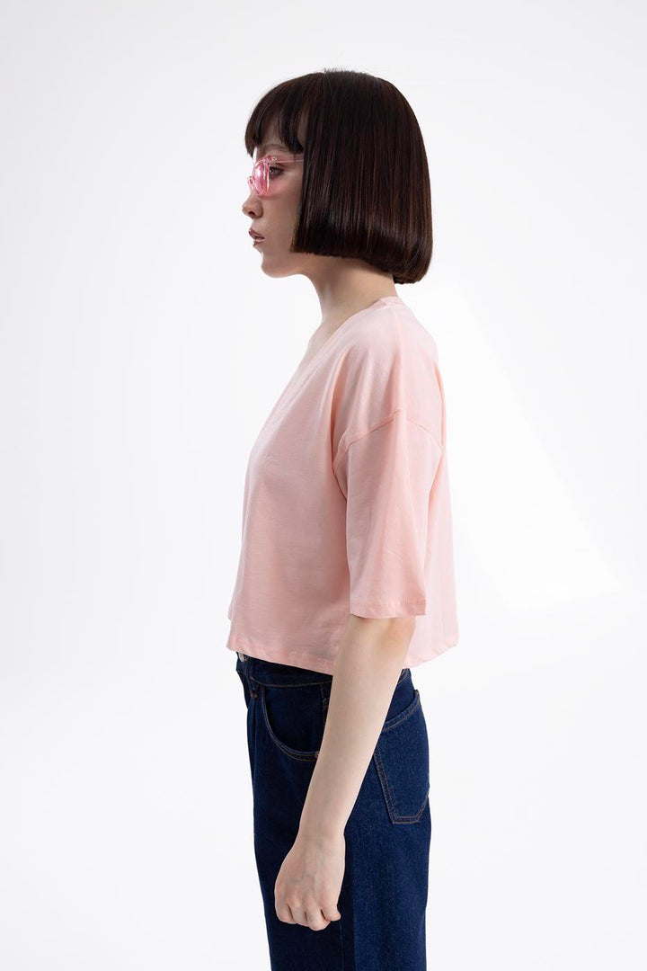 BSL Women V-neck short sleeve crop T-shirt - Whittier