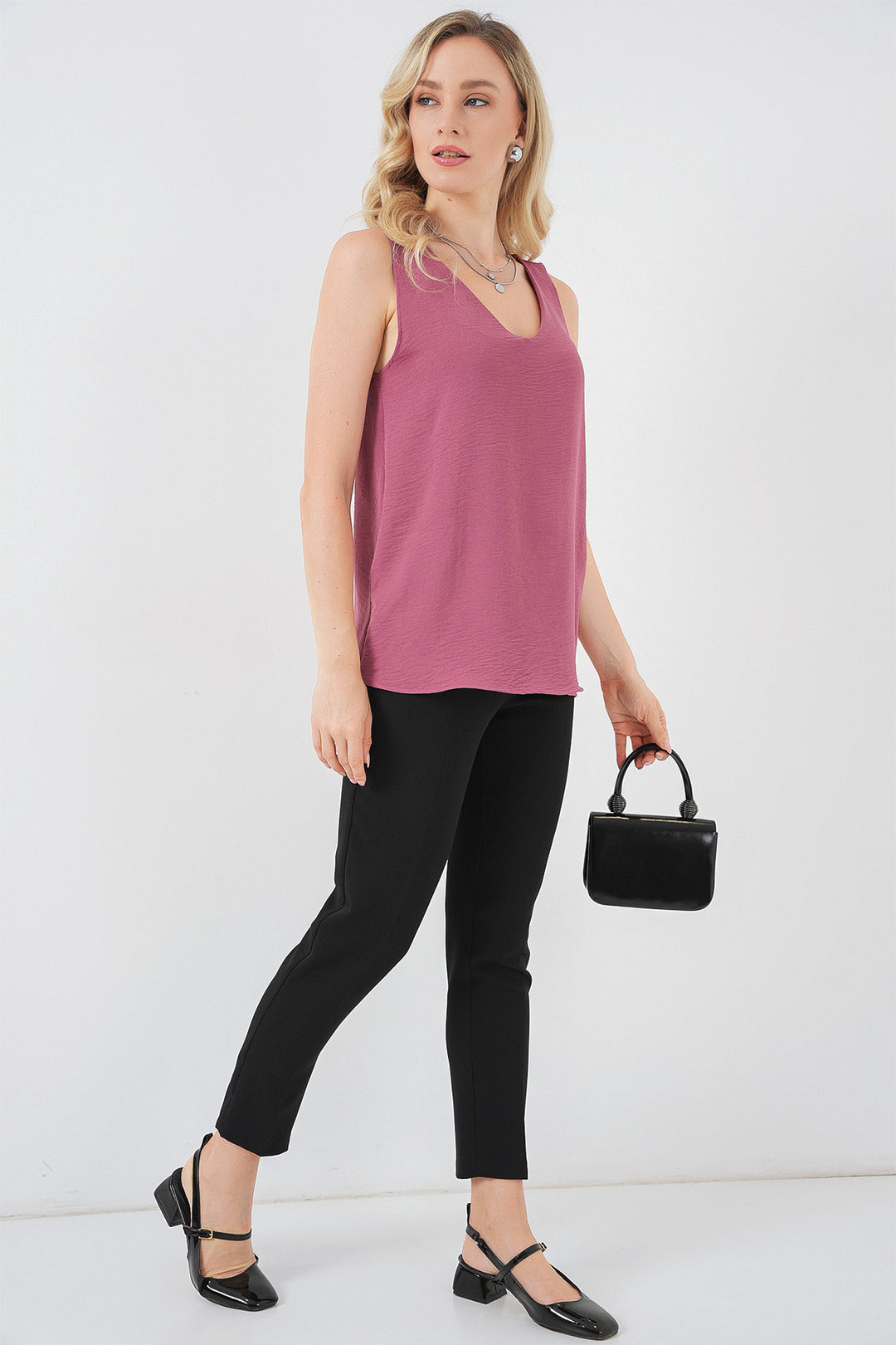 BGD Women V Neck Sleeveless Blouse 950 - Antique Rose - Mission Bend