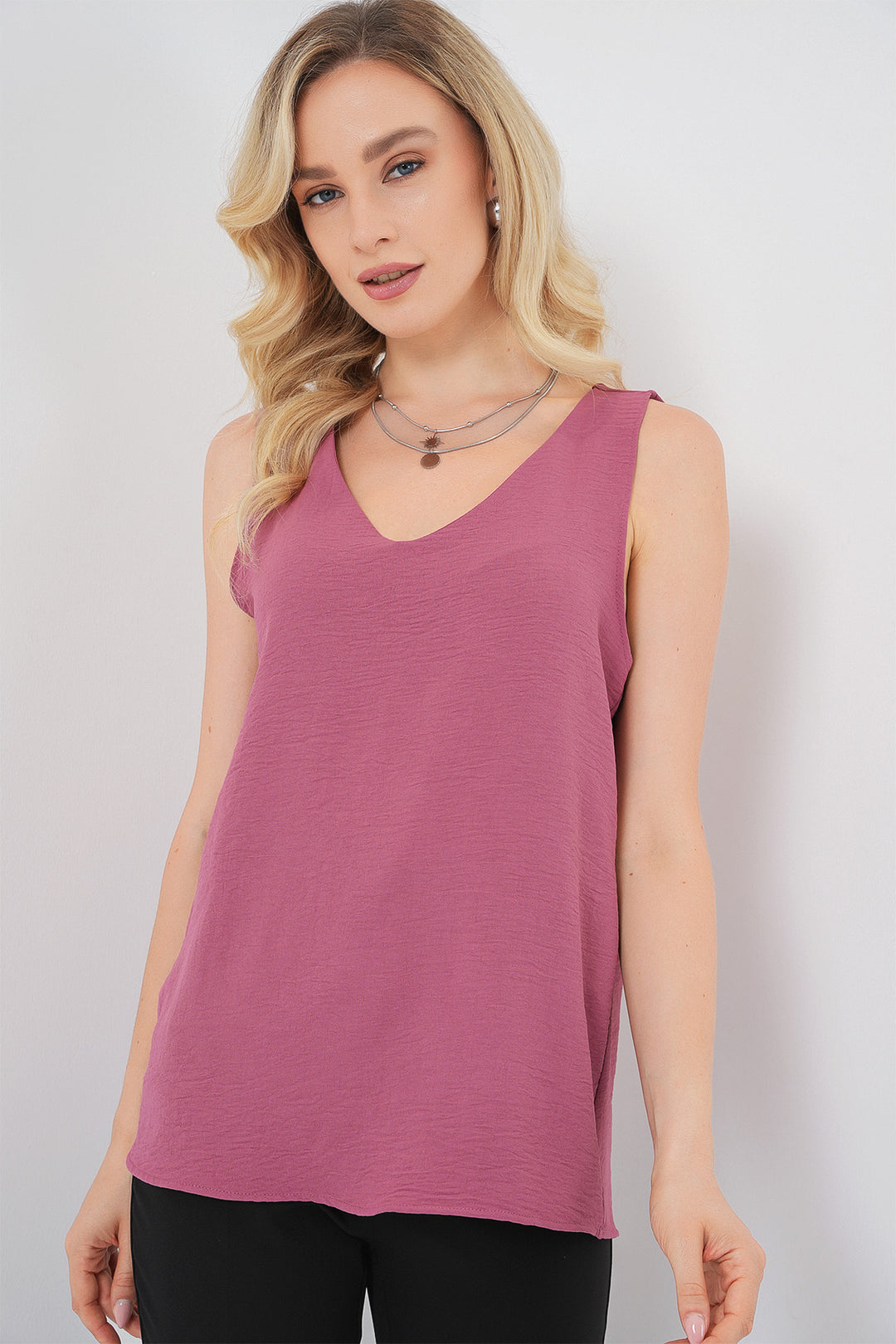 BGD Women V Neck Sleeveless Blouse 950 - Antique Rose - Mission Bend