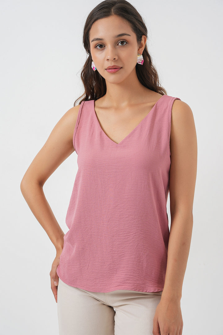BGD Women V Neck Sleeveless Blouse 950 - Rose Pink - Bensheim