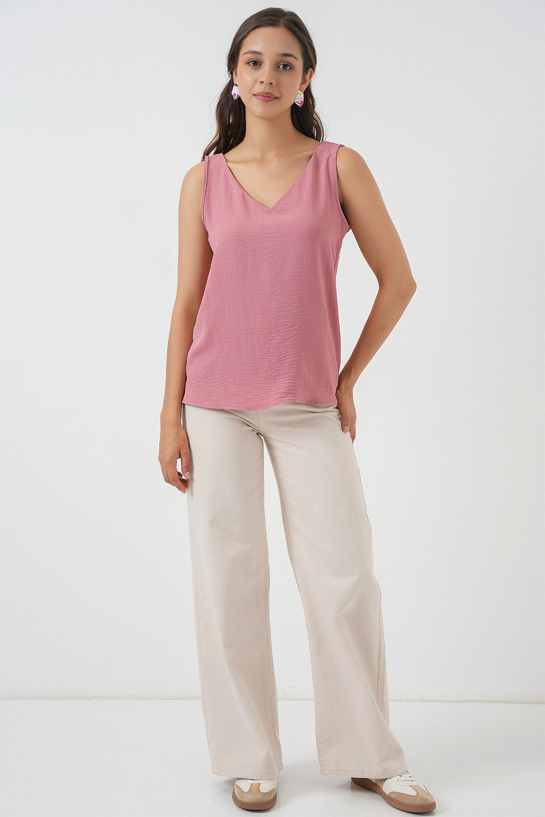 BGD Women V Neck Sleeveless Blouse 950 - Rose Pink - Bensheim