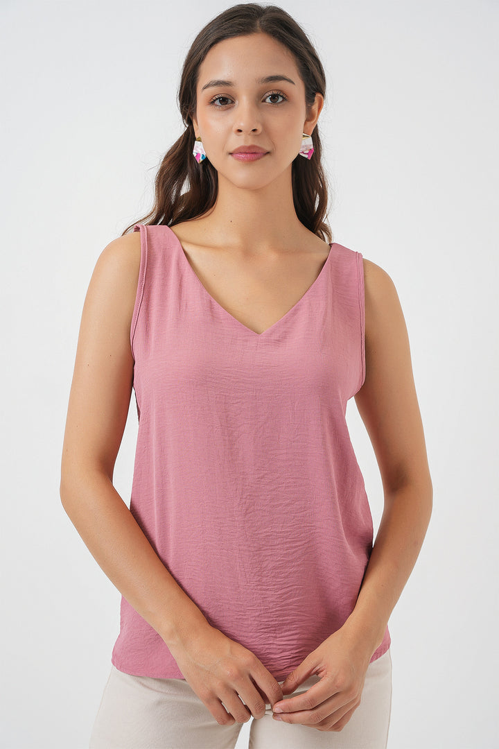 BGD Women V Neck Sleeveless Blouse 950 - Rose Pink - Bensheim