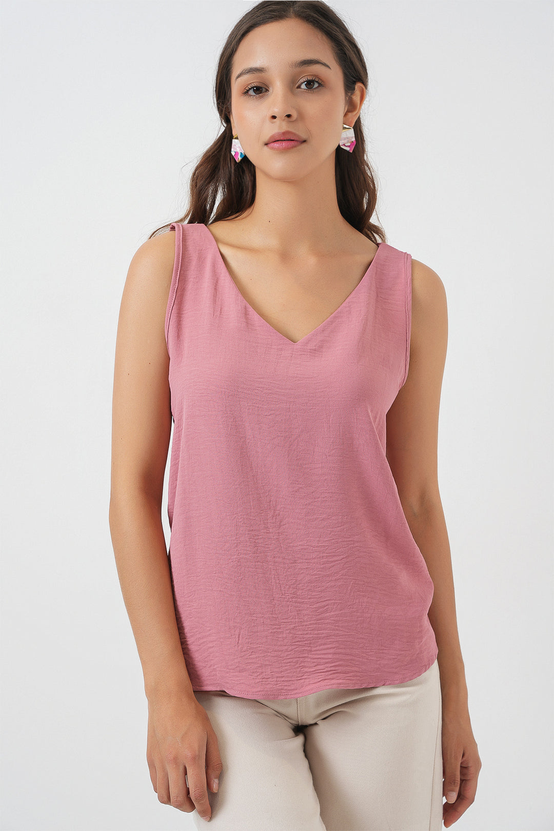 BGD Women V Neck Sleeveless Blouse 950 - Rose Pink - Bensheim
