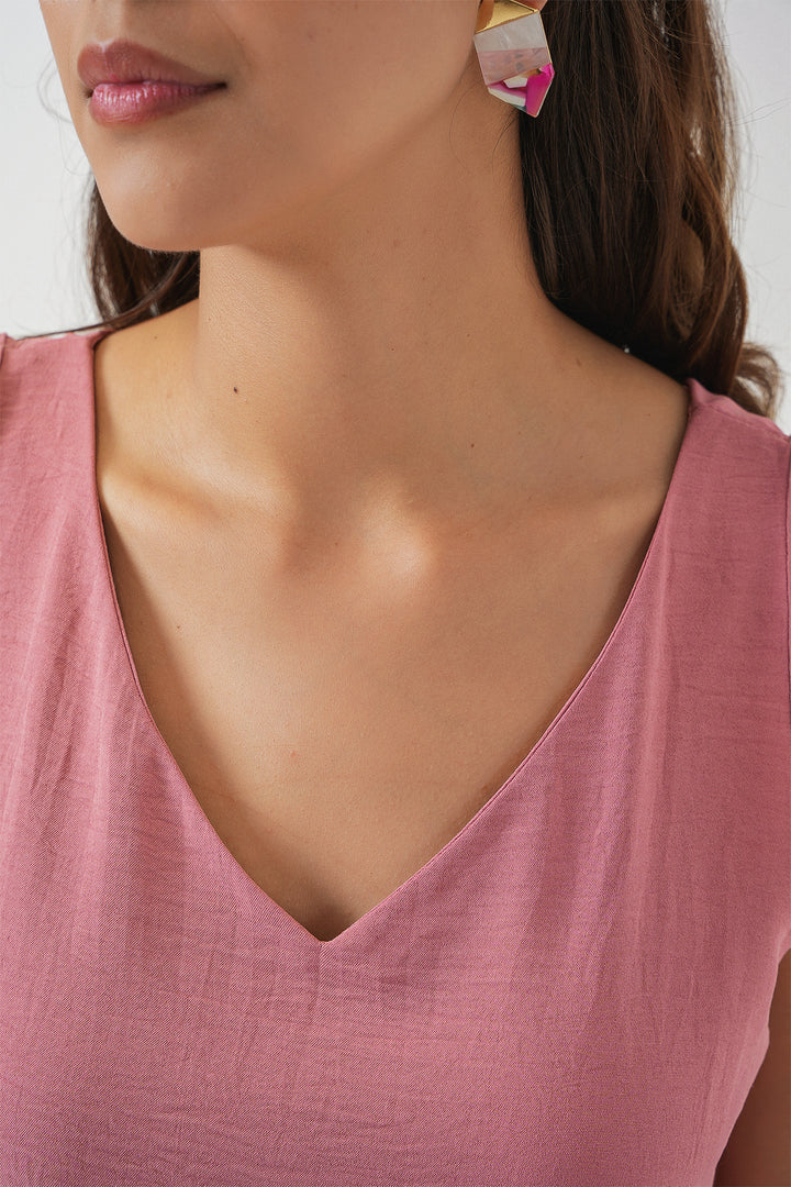 BGD Women V Neck Sleeveless Blouse 950 - Rose Pink - Bensheim