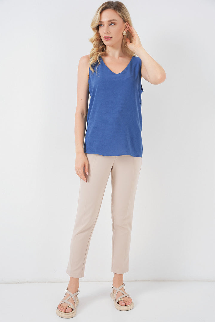 BGD Women V Neck Sleeveless Blouse 950 - Indigo - Arnhem