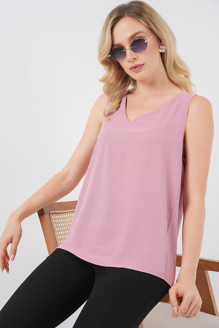 BGD Women V Neck Sleeveless Blouse 950 - Pink - Newcastle under Lyme