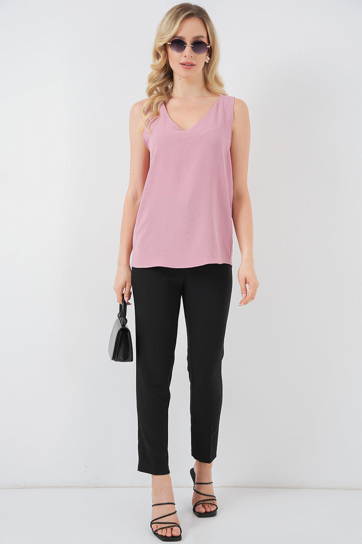 BGD Women V Neck Sleeveless Blouse 950 - Pink - Newcastle under Lyme