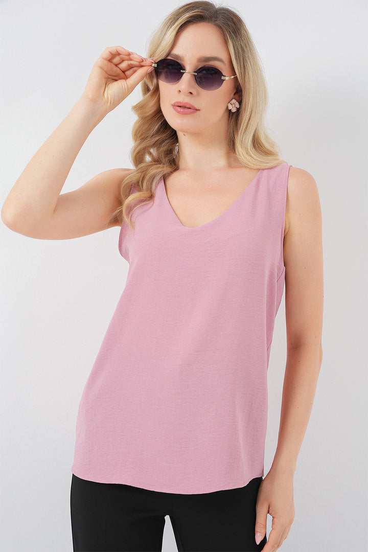 BGD Women V Neck Sleeveless Blouse 950 - Pink - Newcastle under Lyme