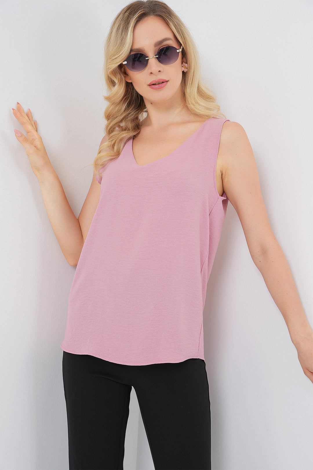 BGD Women V Neck Sleeveless Blouse 950 - Pink - Newcastle under Lyme