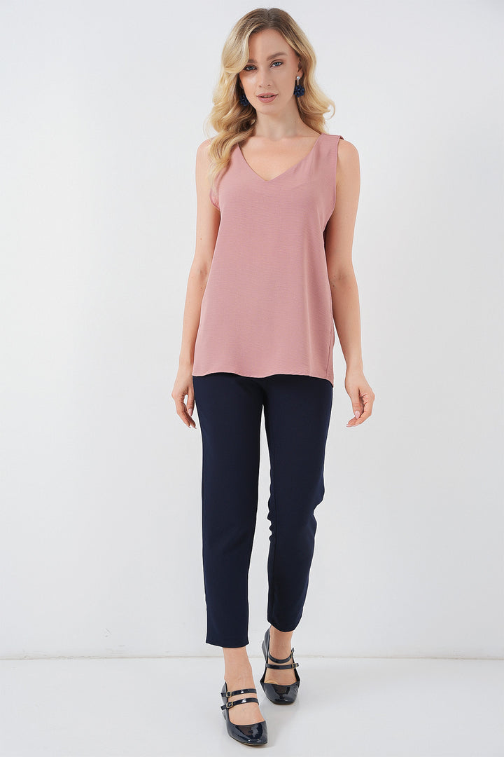 BGD Women V Neck Sleeveless Blouse 950 - Salmon - Fishers