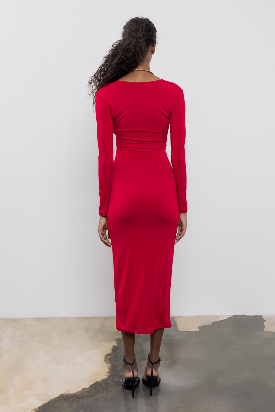 BSL Women V-Neck Draped Midi Dress - Bolingbrook