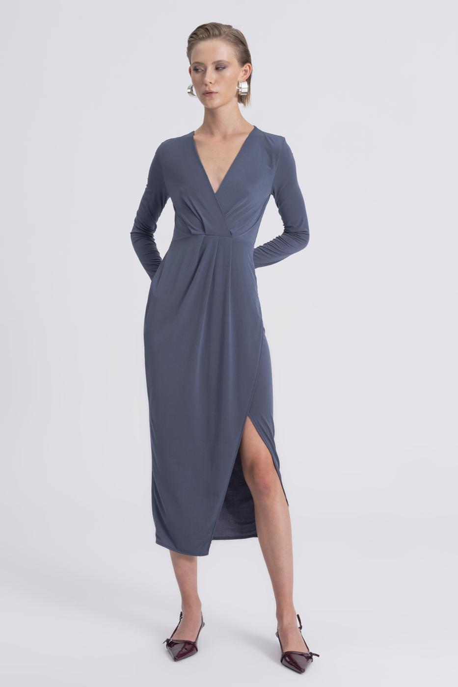 BSL Women V-Neck Midi Dress - Satu Mare