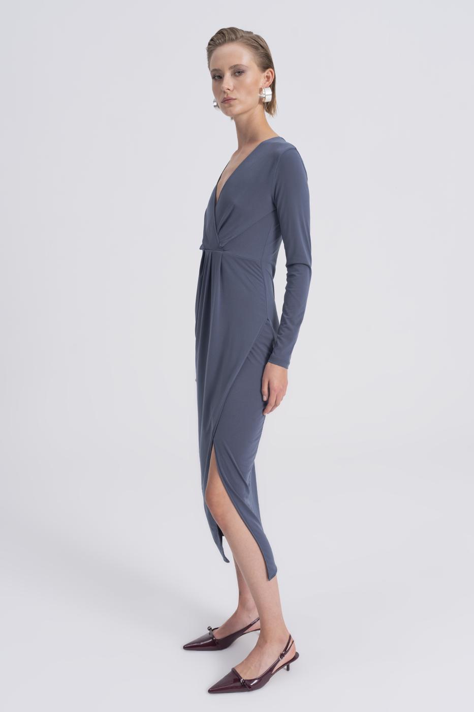 BSL Women V-Neck Midi Dress - Satu Mare