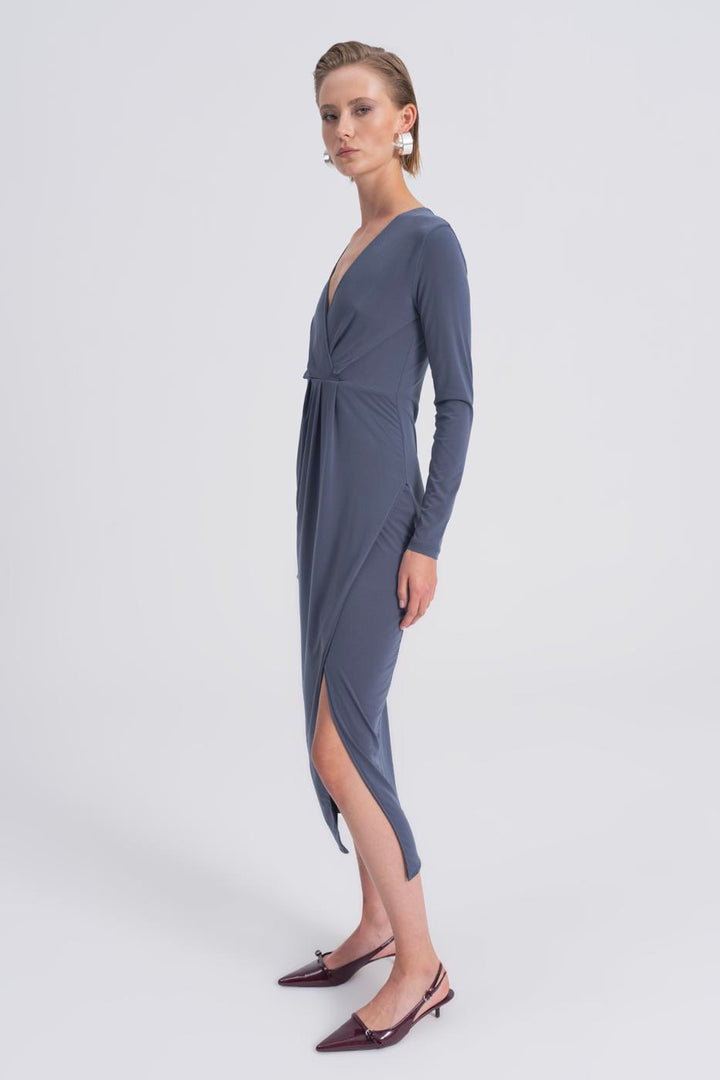 BSL Women V-Neck Midi Dress - Satu Mare