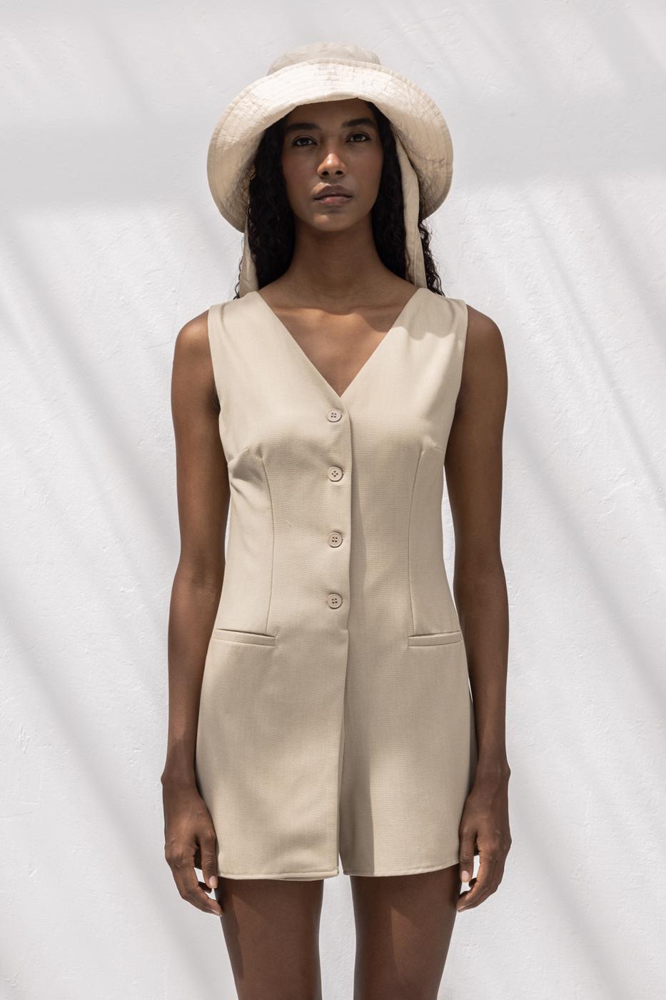 BSL Women V-Neck Mini Jumpsuit - Michigan City