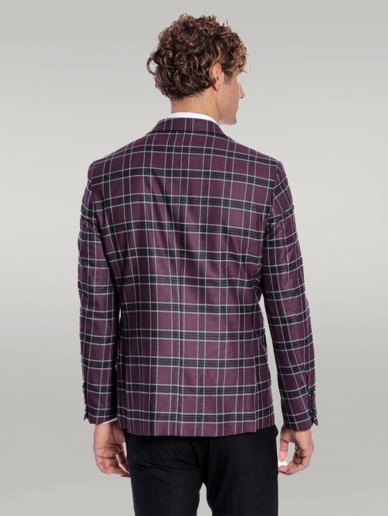WSS Slim Fit Peak Lapel Purple Men Blazer  - Singen