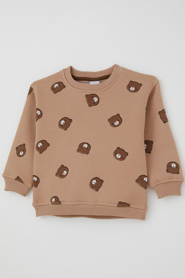 BRE Valorya Girl's Tracksuit with Cute Bear Pattern, 2-5 Years, Brown - Marietta