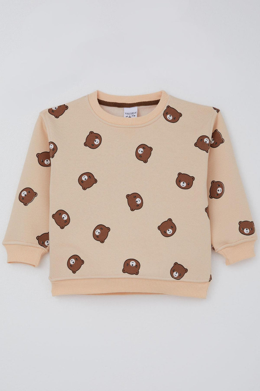 BRE Valorya Girl's Tracksuit with Cute Bear Pattern, 2-5 Years, Cream - Poti