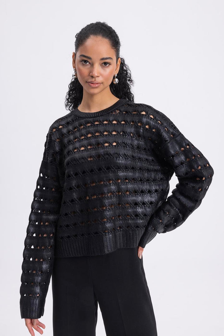 BSL Women Gilded Openwork Oversize Sweater - Dothan