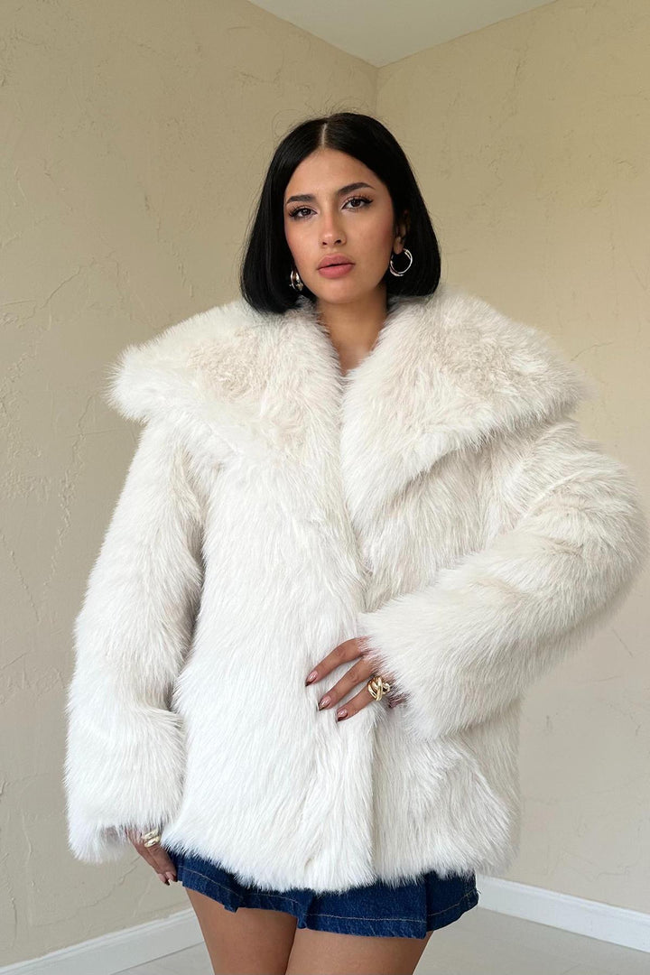 ELS Quilted Fur Coat - Ecru - North Miami Beach