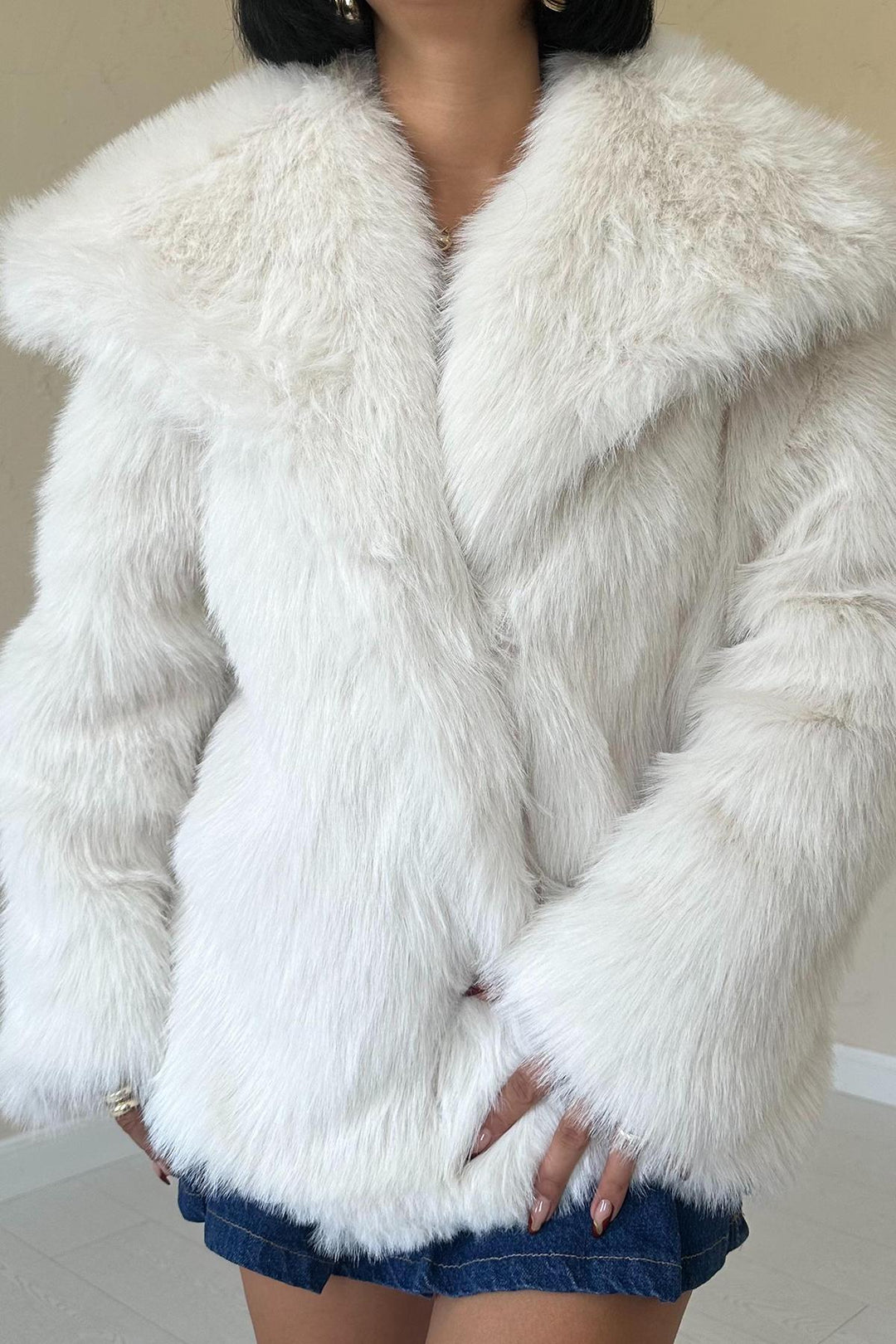 ELS Quilted Fur Coat - Ecru - North Miami Beach