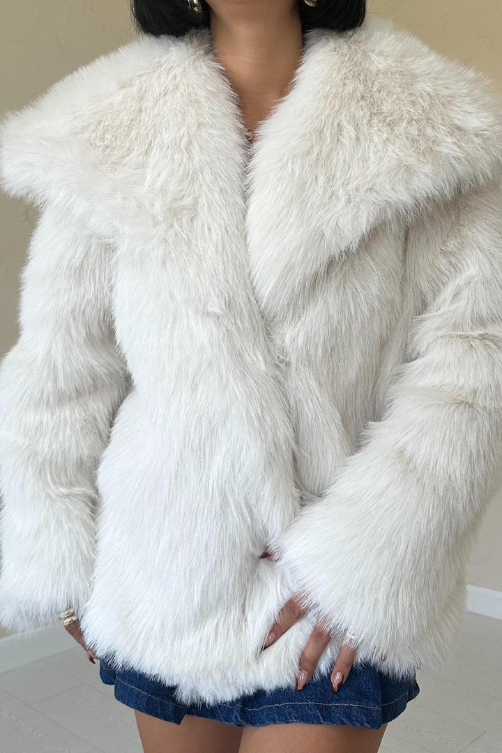 ELS Quilted Fur Coat - Ecru - North Miami Beach