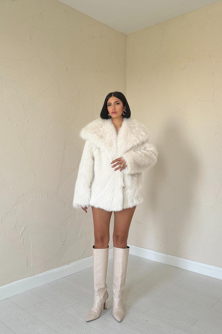 ELS Quilted Fur Coat - Ecru - North Miami Beach