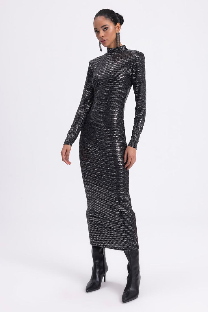 BSL Women Padded Sequined Midi Pencil Dress - Aventura