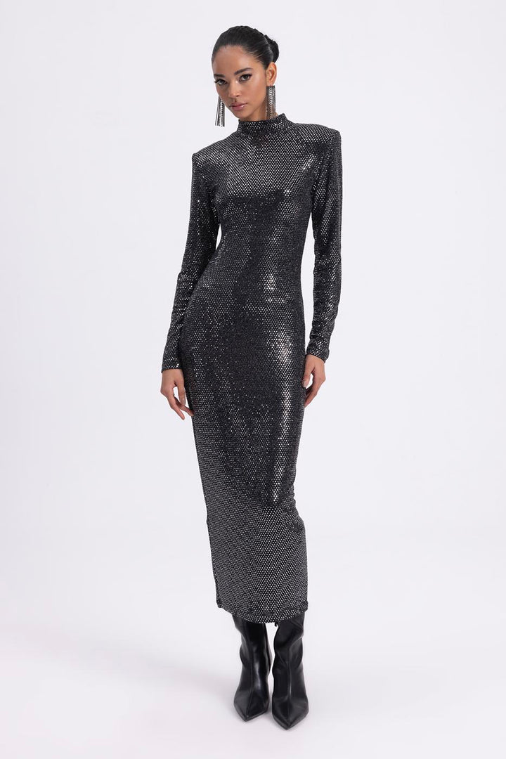 BSL Women Padded Sequined Midi Pencil Dress - Aventura