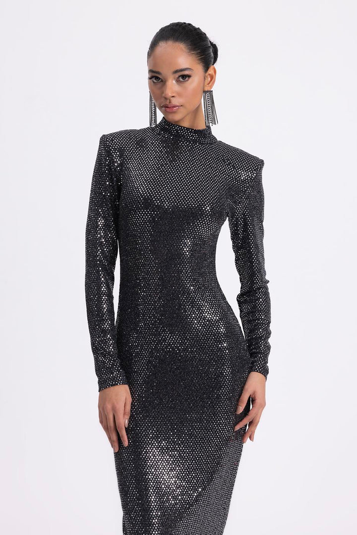 BSL Women Padded Sequined Midi Pencil Dress - Aventura