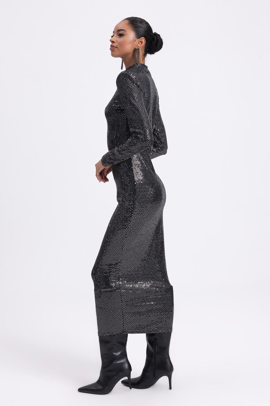 BSL Women Padded Sequined Midi Pencil Dress - Aventura