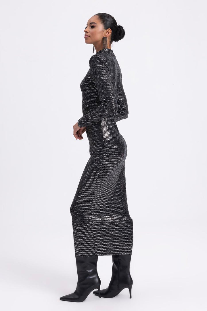 BSL Women Padded Sequined Midi Pencil Dress - Aventura