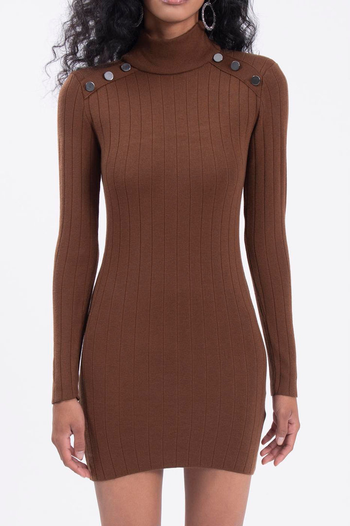 BSL Women Padded shoulder knitted mini dress - Comitán