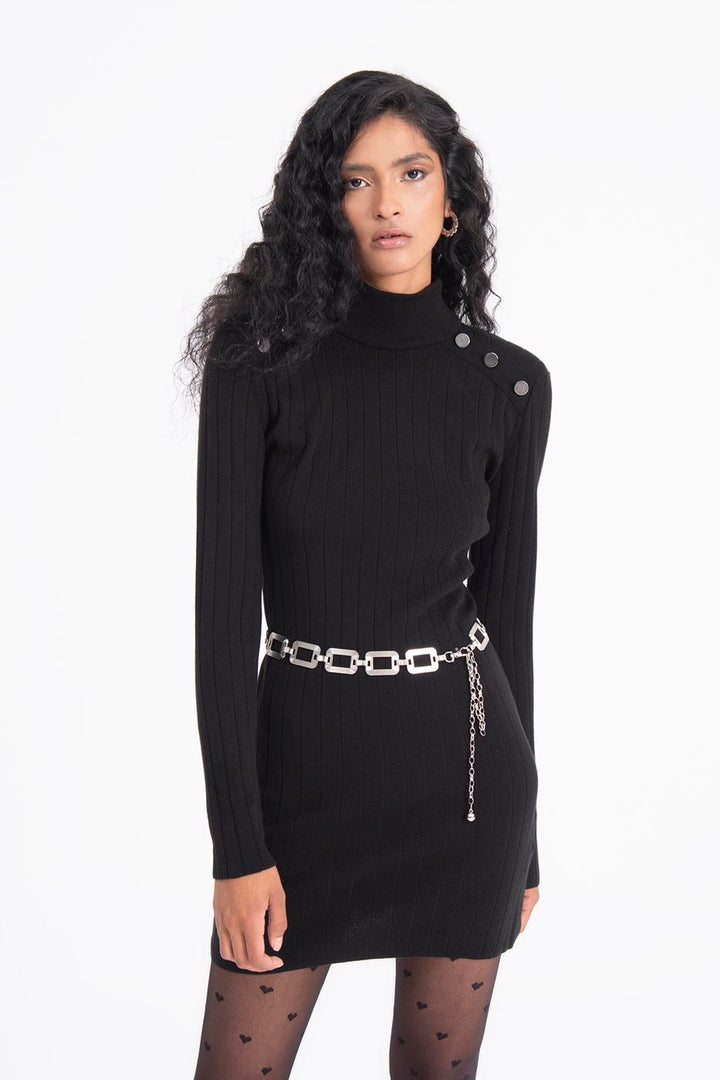 BSL Women Padded shoulder knitted mini dress - Canton