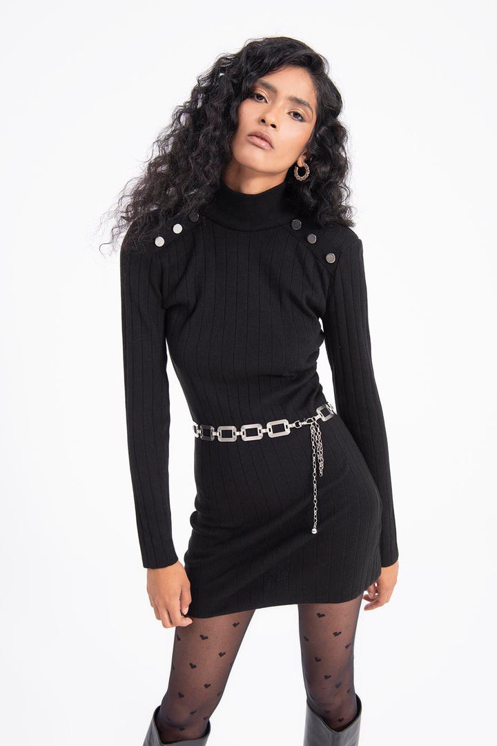 BSL Women Padded shoulder knitted mini dress - Canton