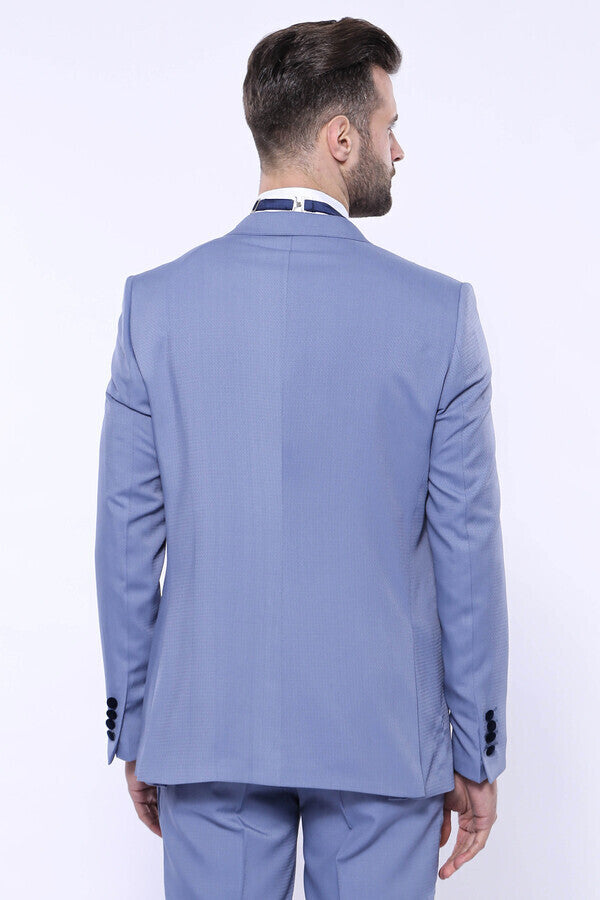 WSS Velvet Collar Patterned Blue Tuxedo  - Empalme
