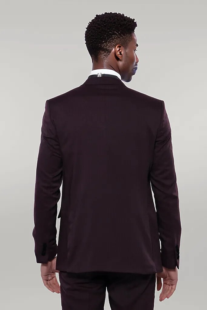 WSS Velvet Collar Patterned Burgundy Tuxedo  - Clacton-on-Sea