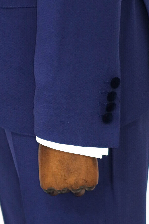 WSS Velvet Lapel Slim Fit Blue Men Suit  - San Juan Capistrano