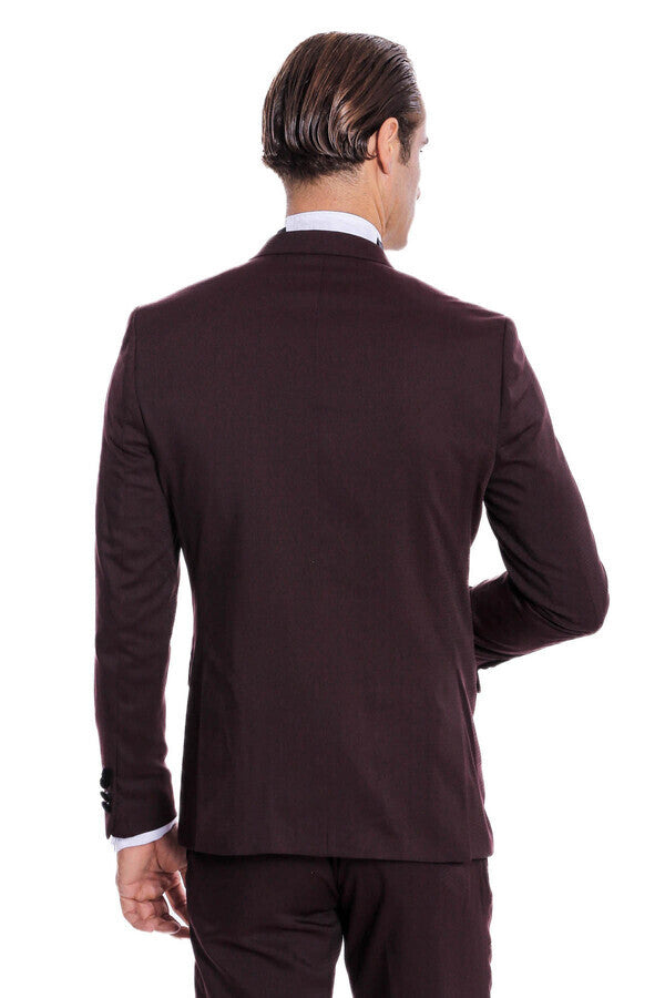 WSS Velvet Lapel Slim Fit Burgundy Men Tuxedo  - Acapulco de Juárez