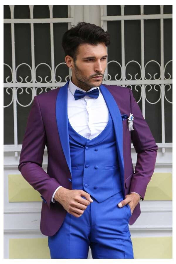WSS Vested Combined Burgundy-Blue Tuxedo  - Onteniente