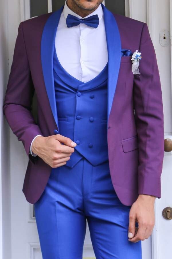 WSS Vested Combined Burgundy-Blue Tuxedo  - Onteniente
