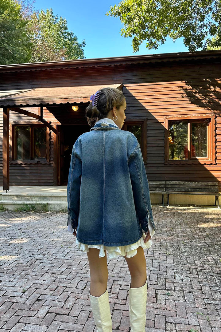 جاكيت ELS Vintage Denim - أزرق - فورت لودرديل