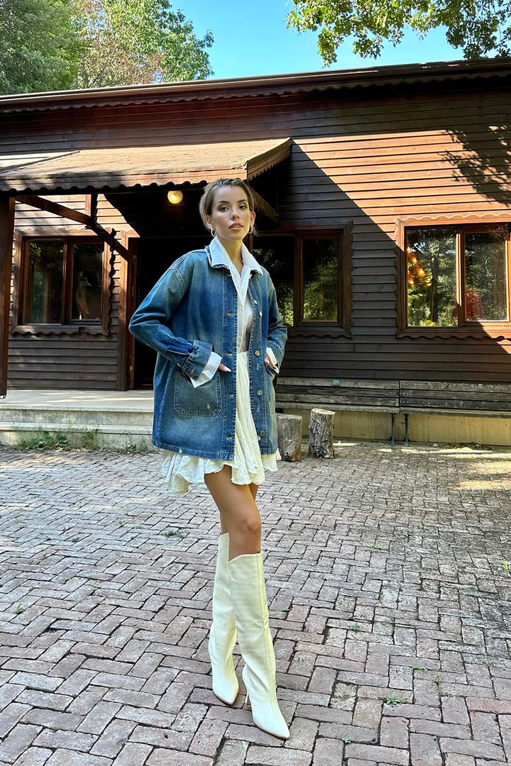 جاكيت ELS Vintage Denim - أزرق - فورت لودرديل